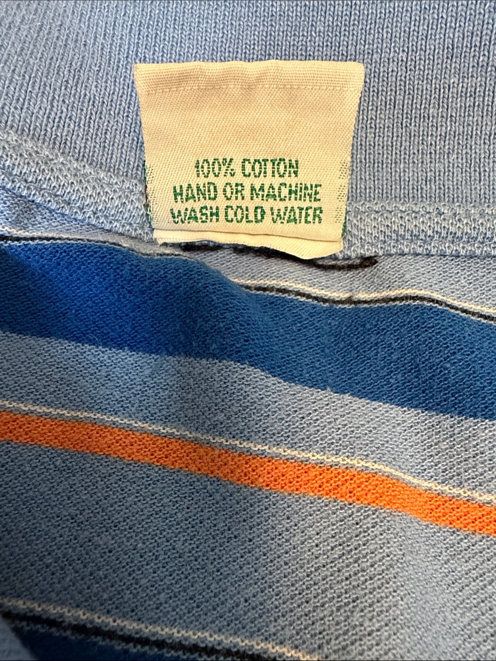 Vintage Lacoste Men’s Size 3XL Blue and Orange 100% Cotton Striped Polo Shirt - Picture 3 of 7